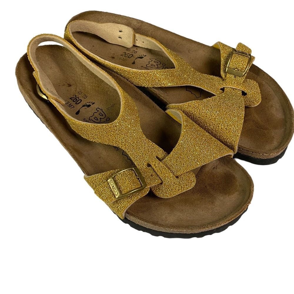 Birkenstock Gizeh Glitter Gold Thong Sandals Women‎ Size 9 M EU 260